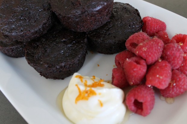 Serve with fresh raspberries, crème fraiche, zest and a drizzle of orange blossom honey. Great dessert.